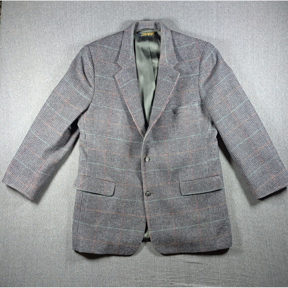 VTG Brooks Brothers 40R Mens Blazer 2 Button‎ Jacket 100% Camel Hair Glen Plaid